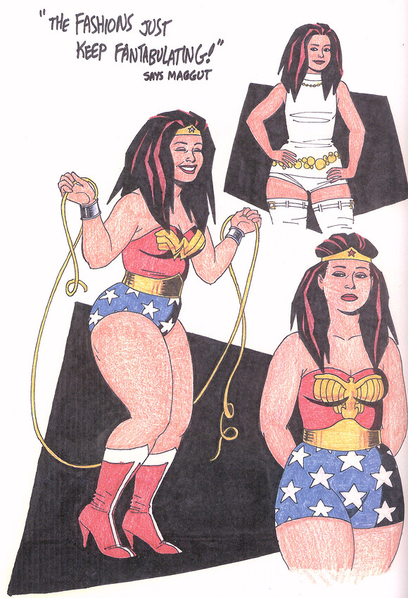 Jaime Hernandez drawings of Maggie as Wonder Woman