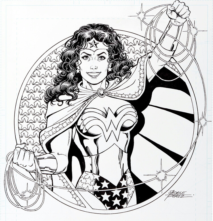 Illustration by George Perez, cover of the Overstreet Comic Book Price Guide #36, 2006