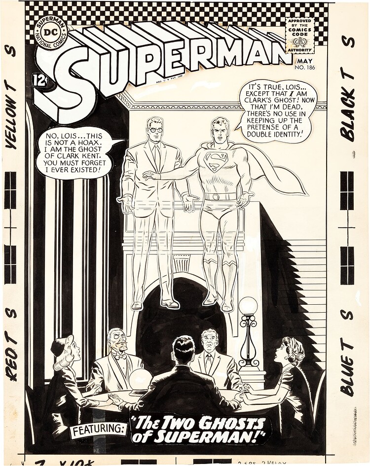 SUPERMAN 186 COVER   INK KLEIN   1966