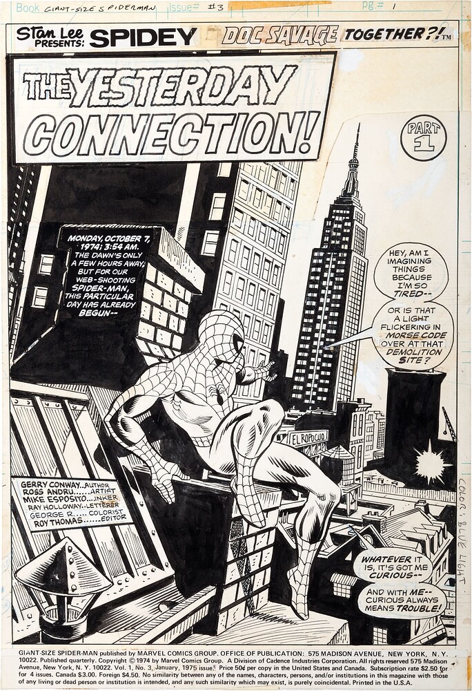 GIANT SIZE SPIDERMAN 3 PAGE 1   INK ESPOSITO  1975