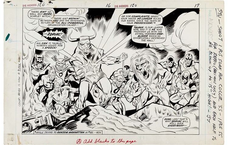 AVENGERS 120 PAGE 16 et 17   INK HECK 1974