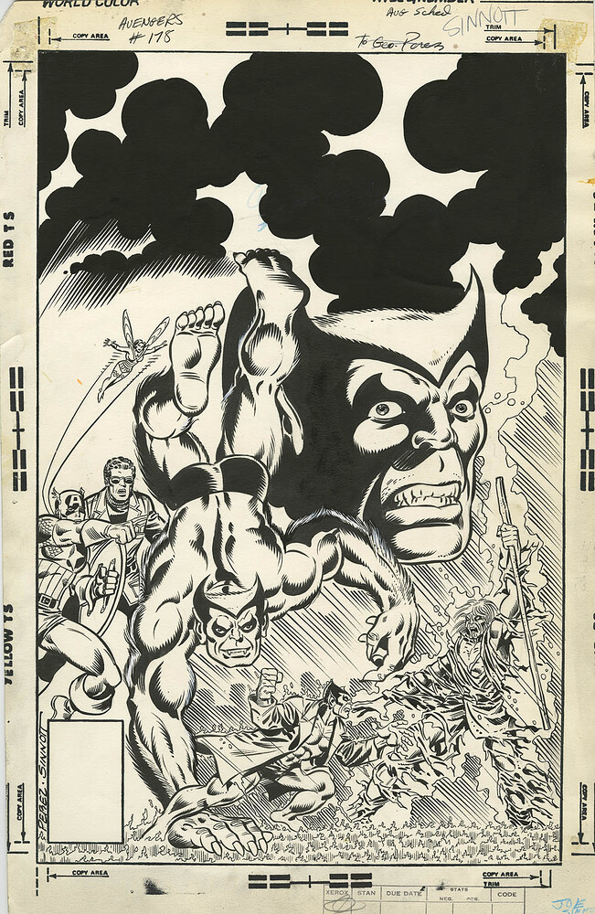 AVENGERS 178 COVER  UNUSED  INK SINNOTT   1978