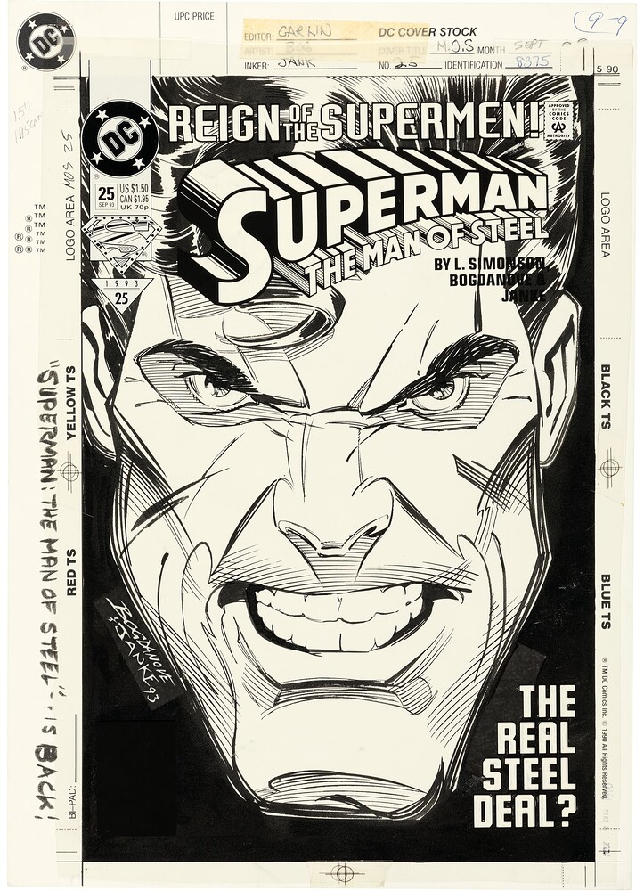 THE MAN OF STEEL 25 COVER   INK DENNIS JANKE   1993