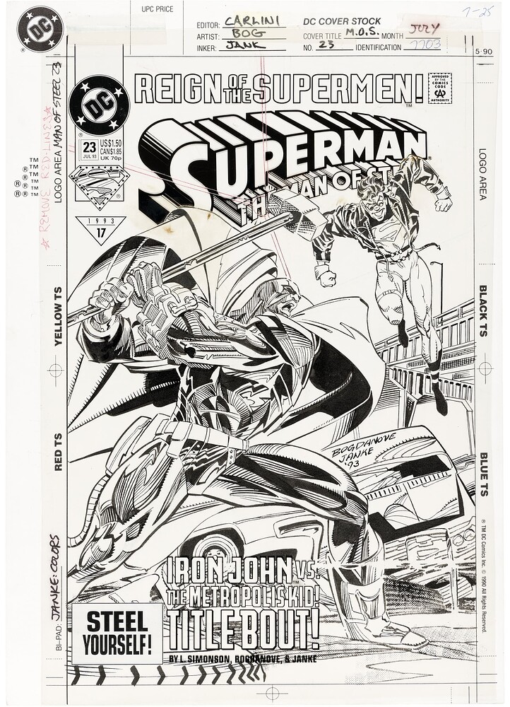 THE MAN OF STEEL 23 COVER   INK DENNIS JANKE   1993