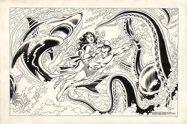 SUBMARINER MARVEL ANIMATION CONCEPT BOARD ILLUSTRATION   1981