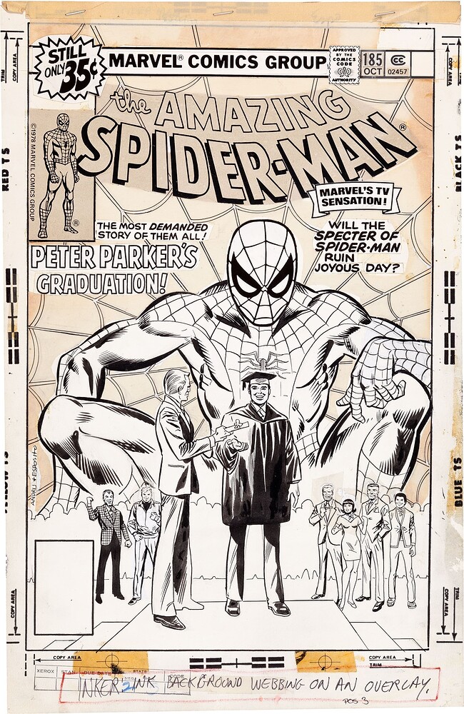 AMAZING SPIDERMAN 185 COVER   INK ESPOSITO  TETE MODIFIE PAR ROMITA   1978