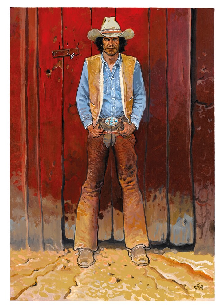 PEINTURE INTITULE GRANGE ROUGE   POUR EXPO  GIR MOEBIUS  FOU ET CAVALIER 2009