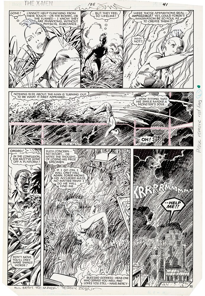 Barry WINDSOR SMITH encré par Terry AUSTIN UNCANNY X MEN 186 PAGE 35     1984