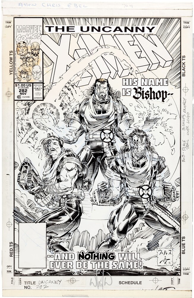 UNCANNY X MEN 282 COVER   INK ART THIBERT   1991