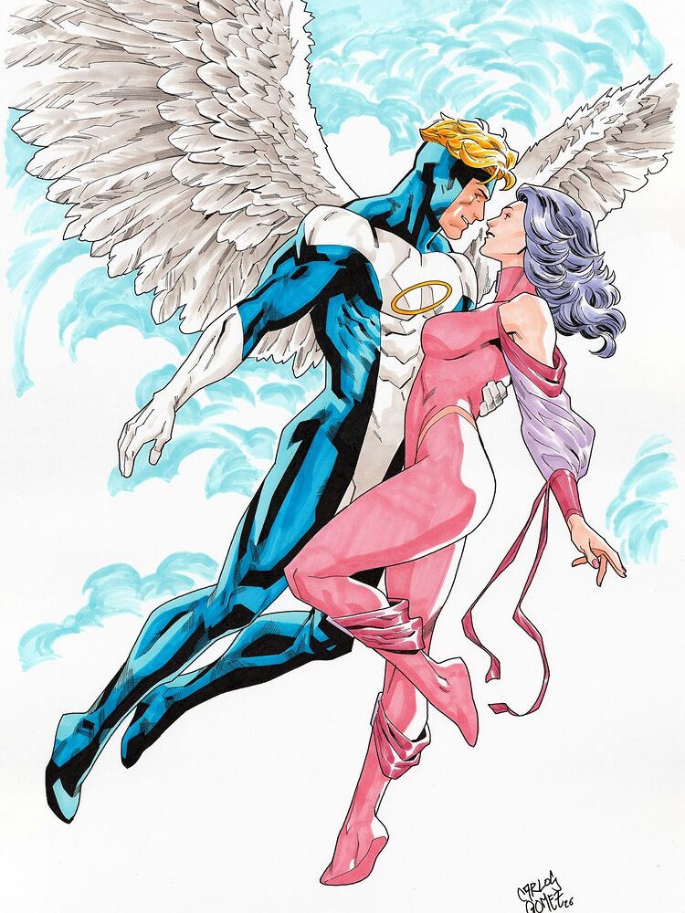 Angel and Psylocke by Carlos Gomez