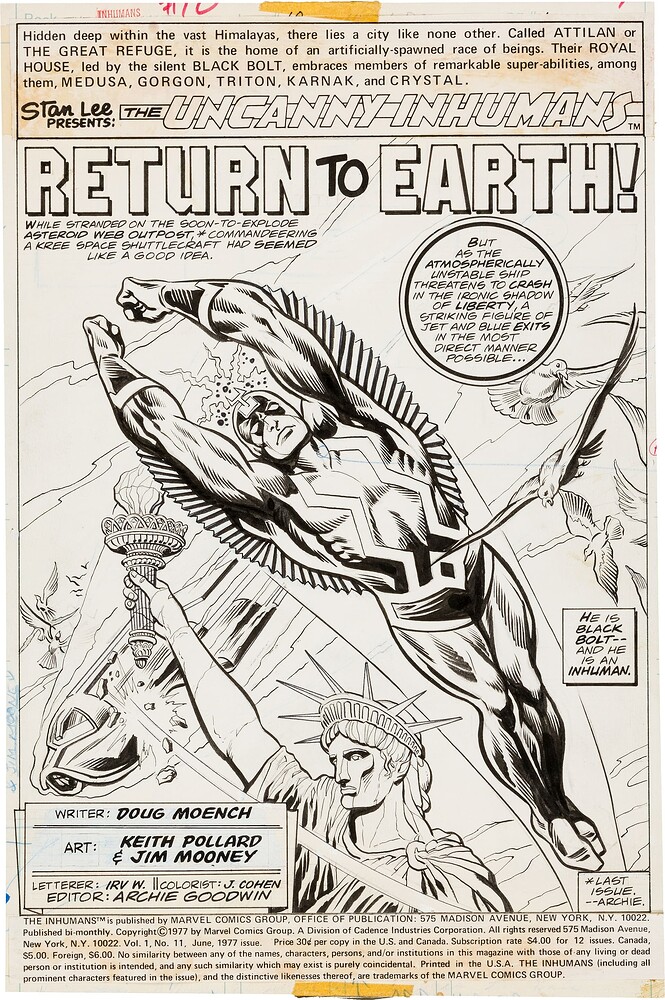 INHUMANS 11 PAGE 1   INK MOONEY   1977