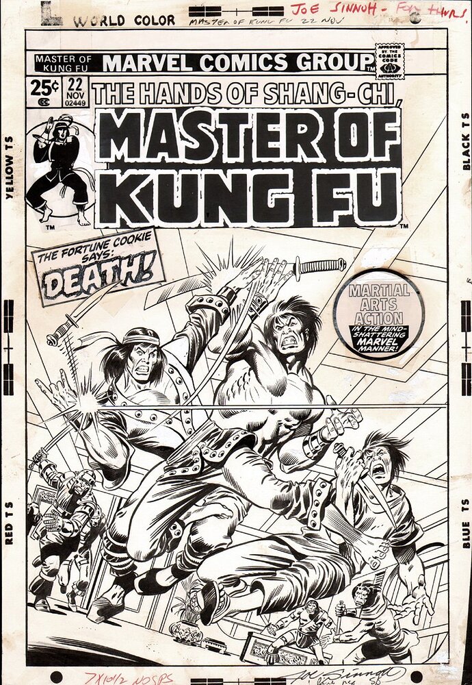 MASTER OF KUNG FU 22 COVER INK SINNOTT   1974