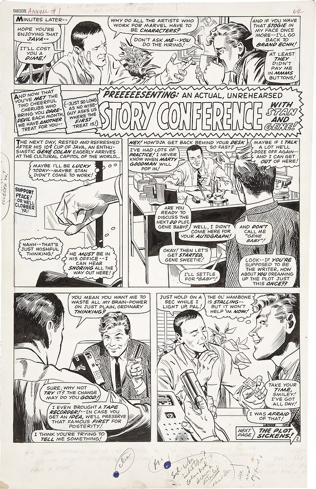 DAREDEVIL ANNUAL 1 A STORY CONFERENCE WITH STAN AND GENE PAGE 2   1967