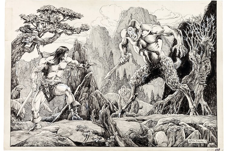 CONAN VS CYCLOPS   ILLUSTRATION   1992