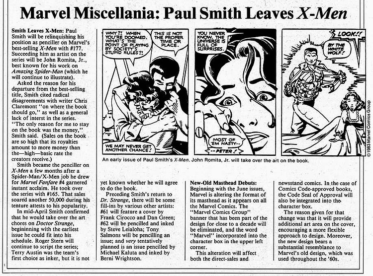 PS1983 - May Comics Journal #81 - Paul Smith Leave the Uncanny X-Men