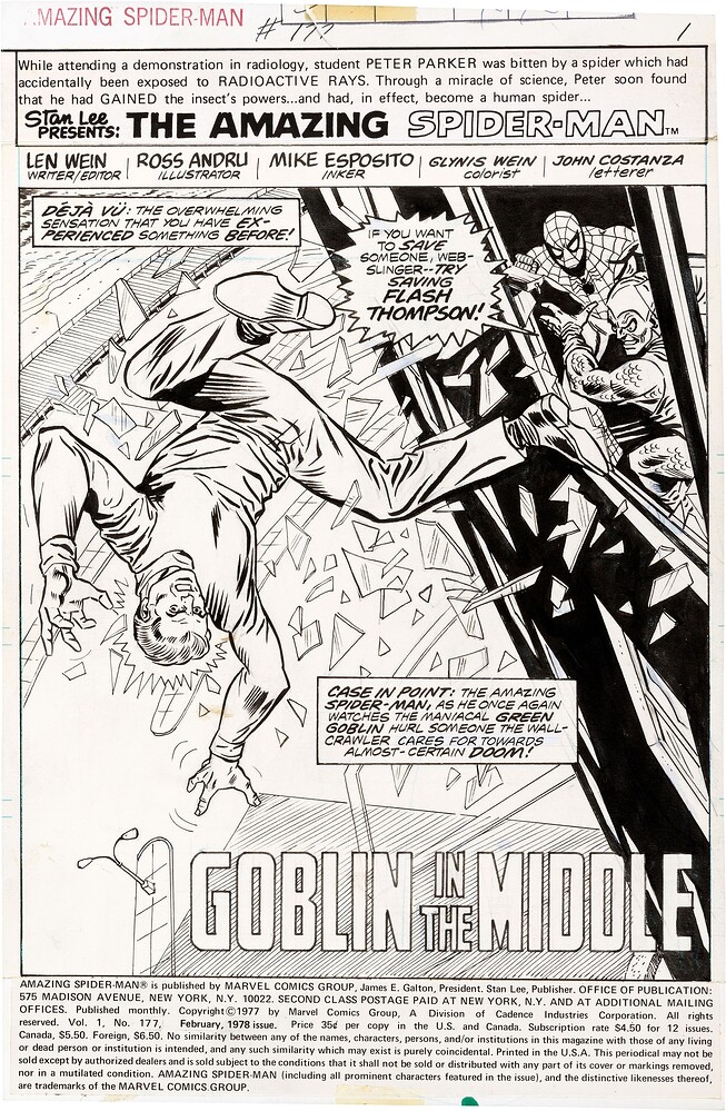 AMAZING SPIDERMAN 177 PAGE 1   INK ESPOSITO  1978