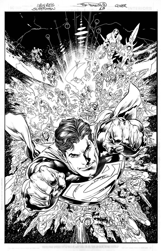 Superman 13 fully inked by Prado over Reis