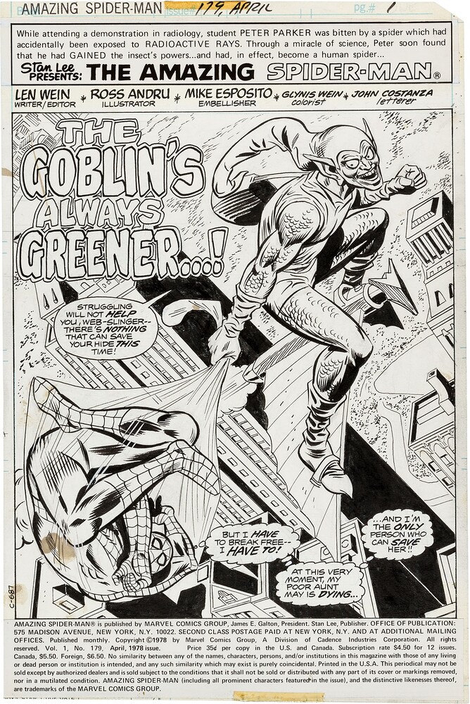 AMAZING SPIDERMAN 179 PAGE 1   INK ESPOSITO  1978