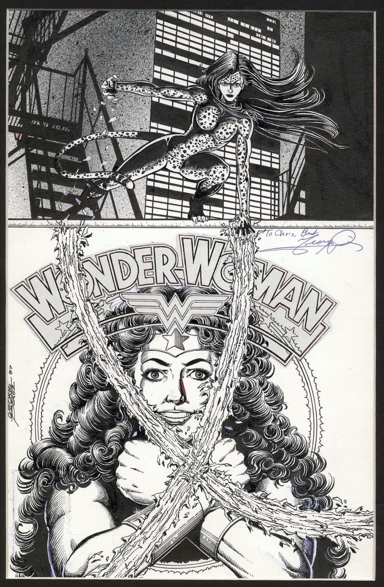 Original cover art by George Perez from Wonder Woman #9, 1987