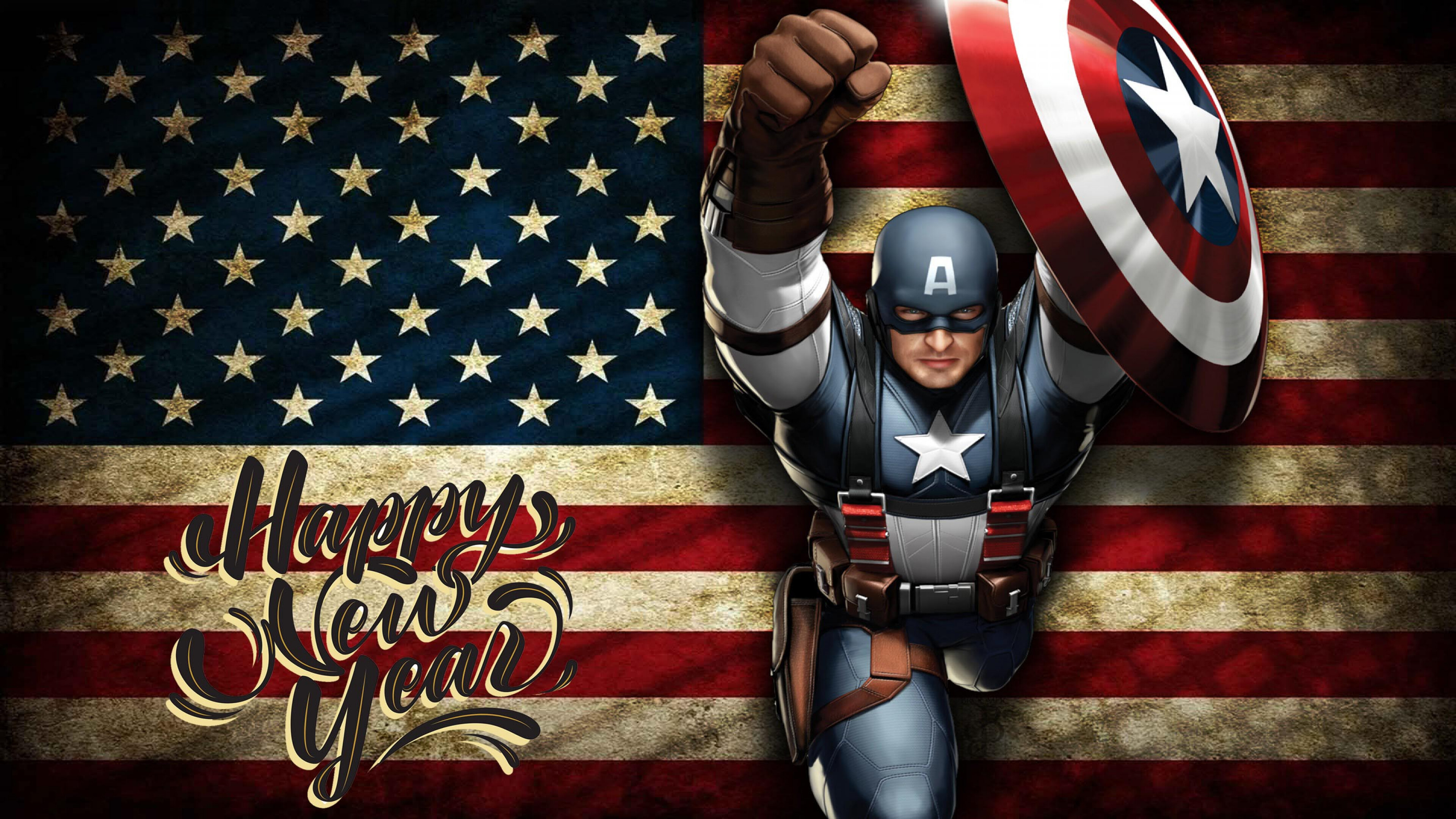 happy-new-year-wishes-super-hero-captain-america-kids-hd-wallpaper-3840x2160