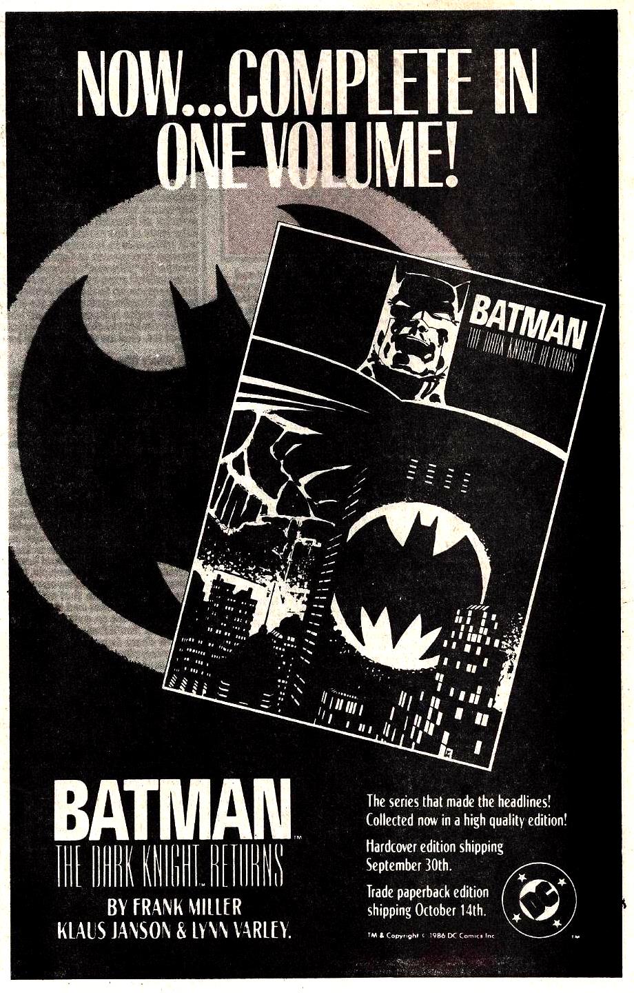 1986 - house ad - Batman TDKR