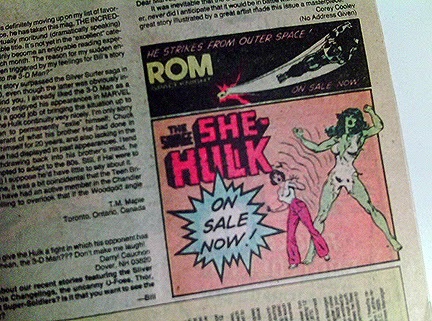 She-Hulk Rom spaceknight on sale now promo Marvel house ad