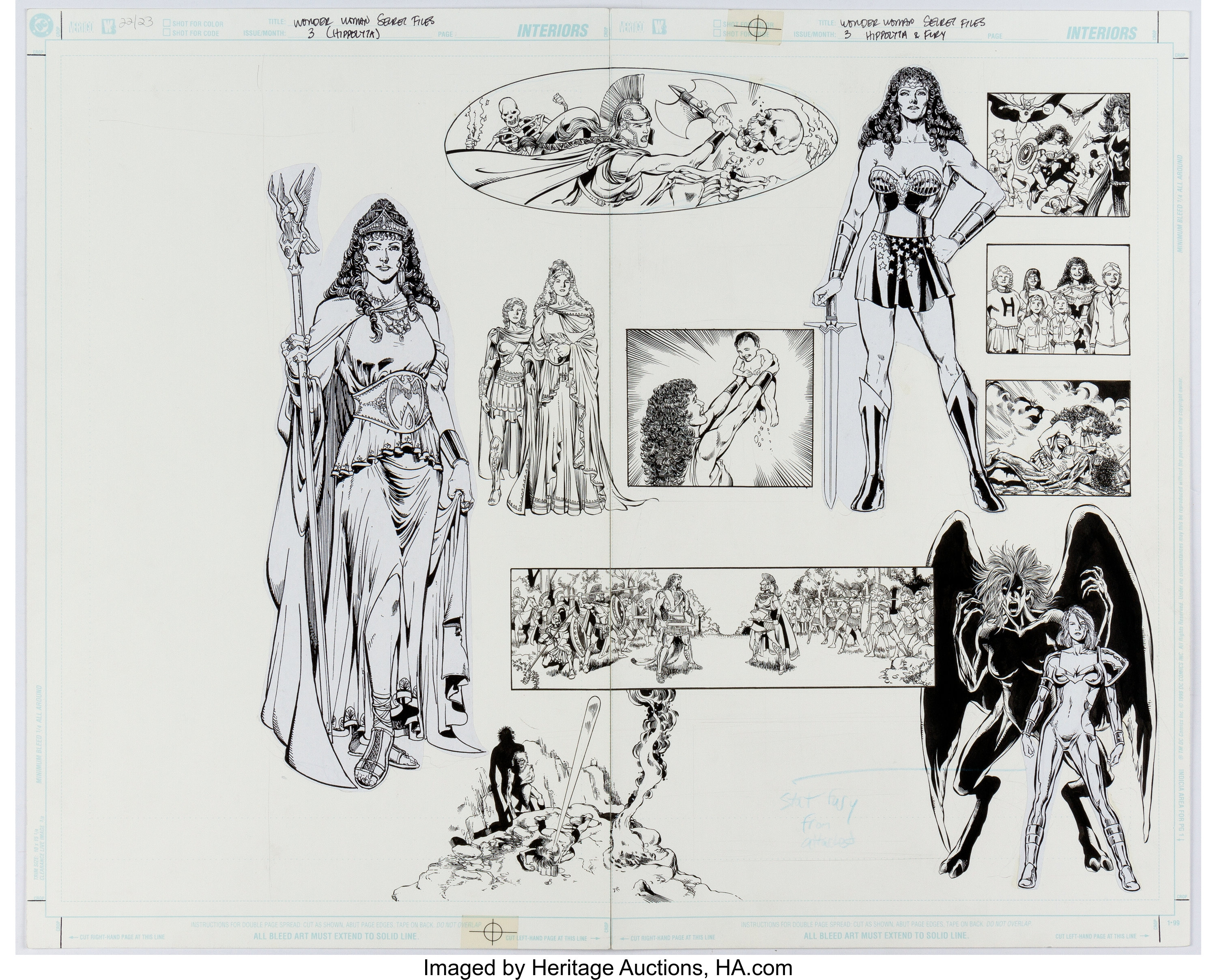 Wonder Woman Secret Files #3 (Hippolyta & Fury) Original Double Splash Page by Phil Jimenez