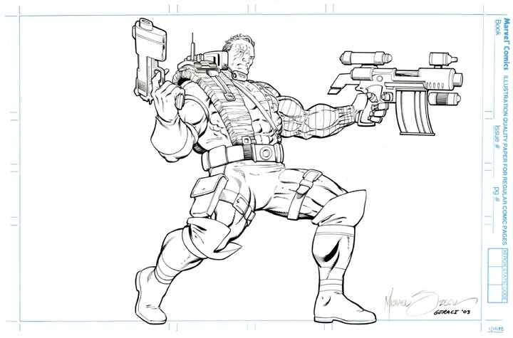 Cable Statue Illustration - Mike Zeck Comic Art