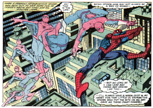 John Romita Jr. 1982: Amazing Spider-Man #231 / Inker: Jim Mooney While it’s become routine in the post-McFarlane era to draw Spidey’s web-swinging with contortionist poses, I particularly admire the way JRJR pays attention to the weight and momentum...